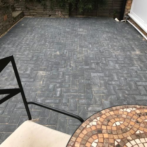 grey block paving patio