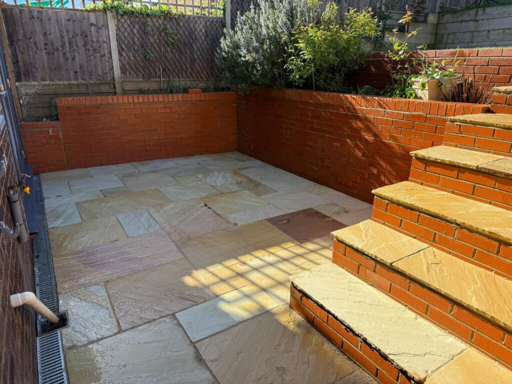 Indian-Sandstone-patio-and-steps-in-Potters-Bar Indian Sandstone patio and steps in Potters Bar