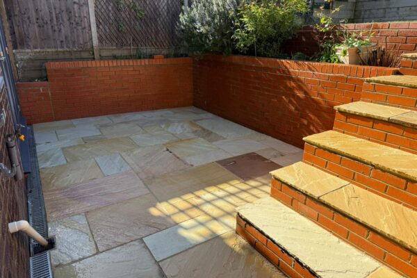 Indian Sandstone patio and steps laid in Harpenden